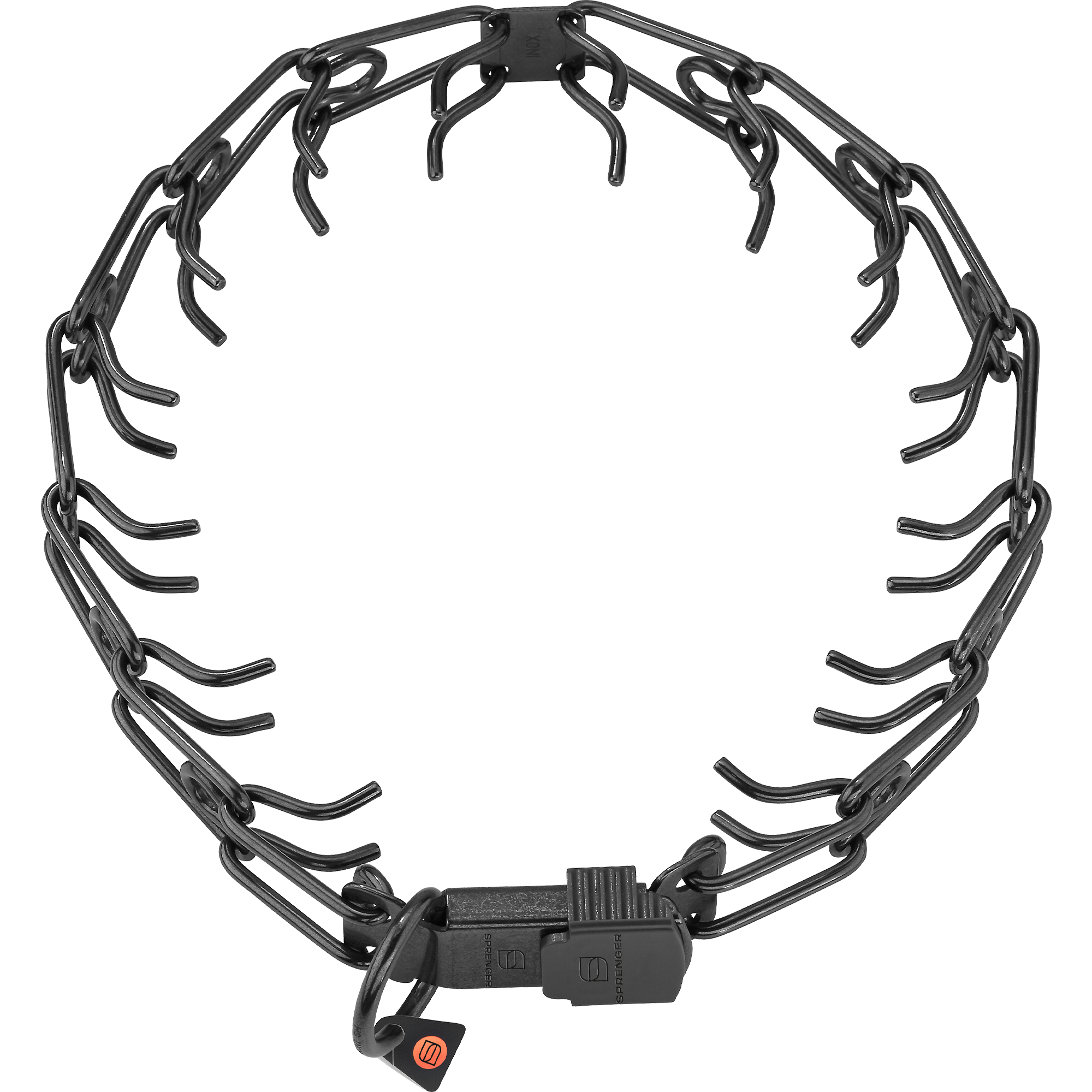 ULTRA-PLUS Dressurhalskette mit Centerplatte und ClicLock - Edelstahl Rostfrei schwarz