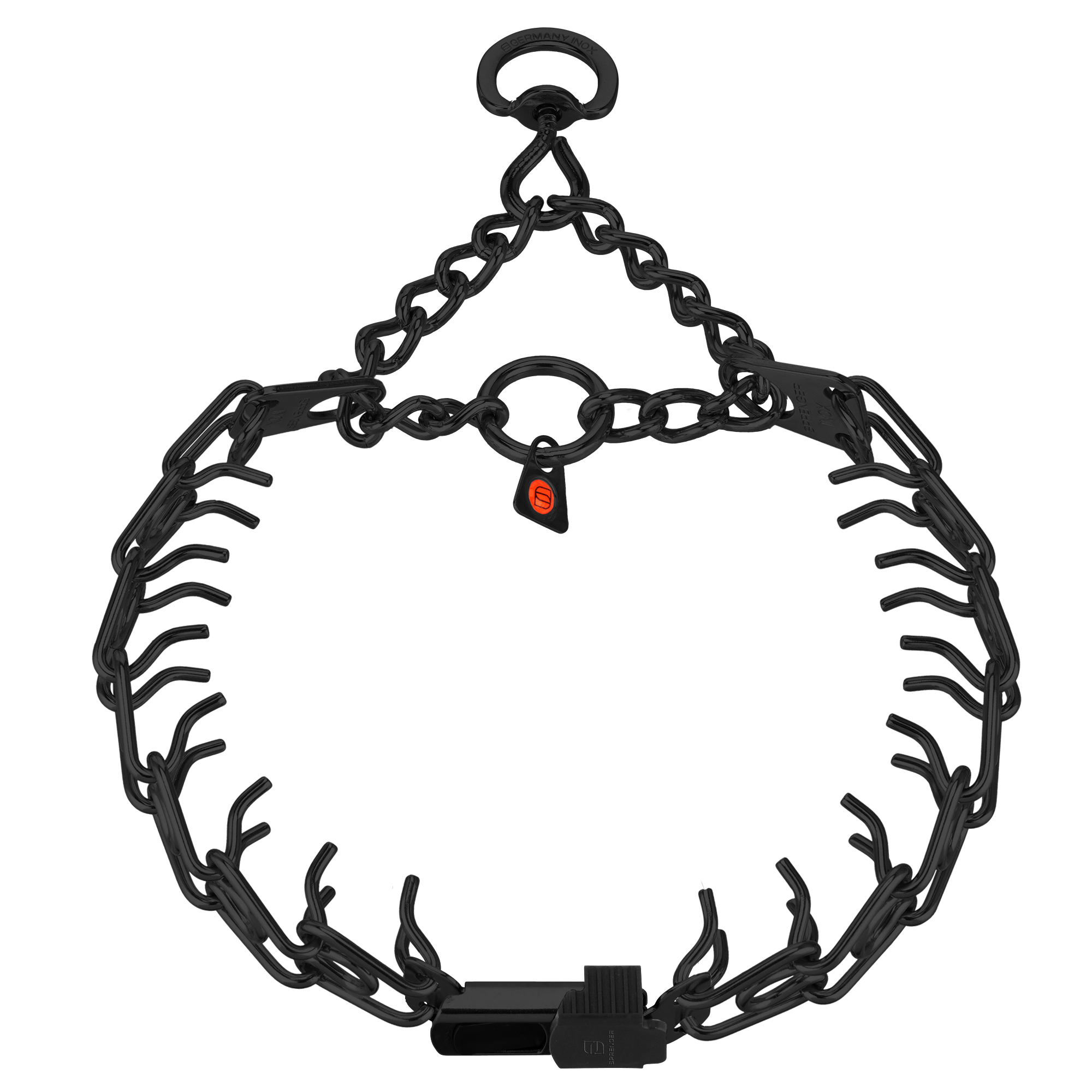Ultra Plus Dressurhalskette mit Zugbegrenzung und ClicLock Edelstahl schwarz