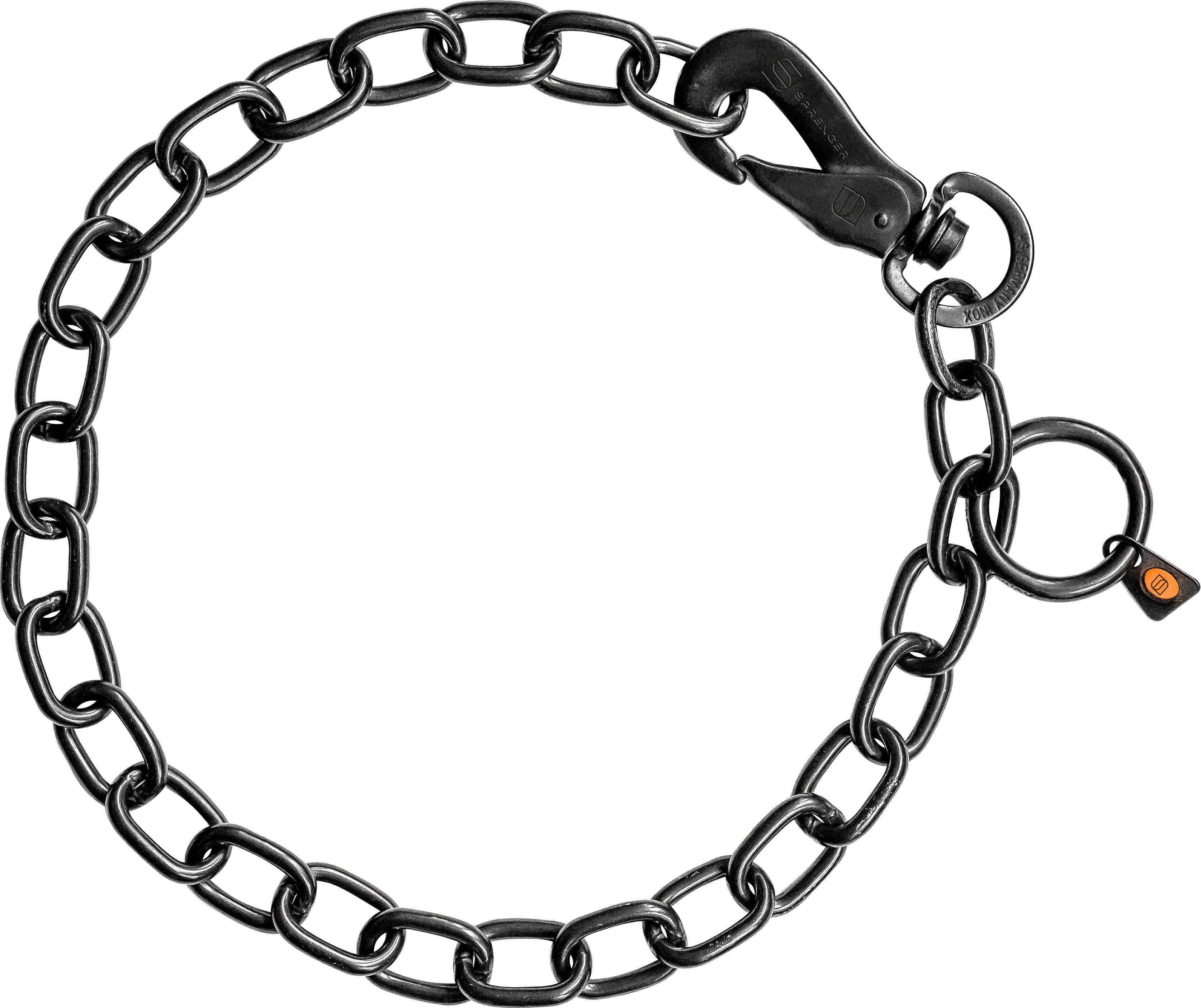 Halskette, verstellbar - mit SPRENGER-Haken - Edelstahl rostfrei schwarz, 4 mm