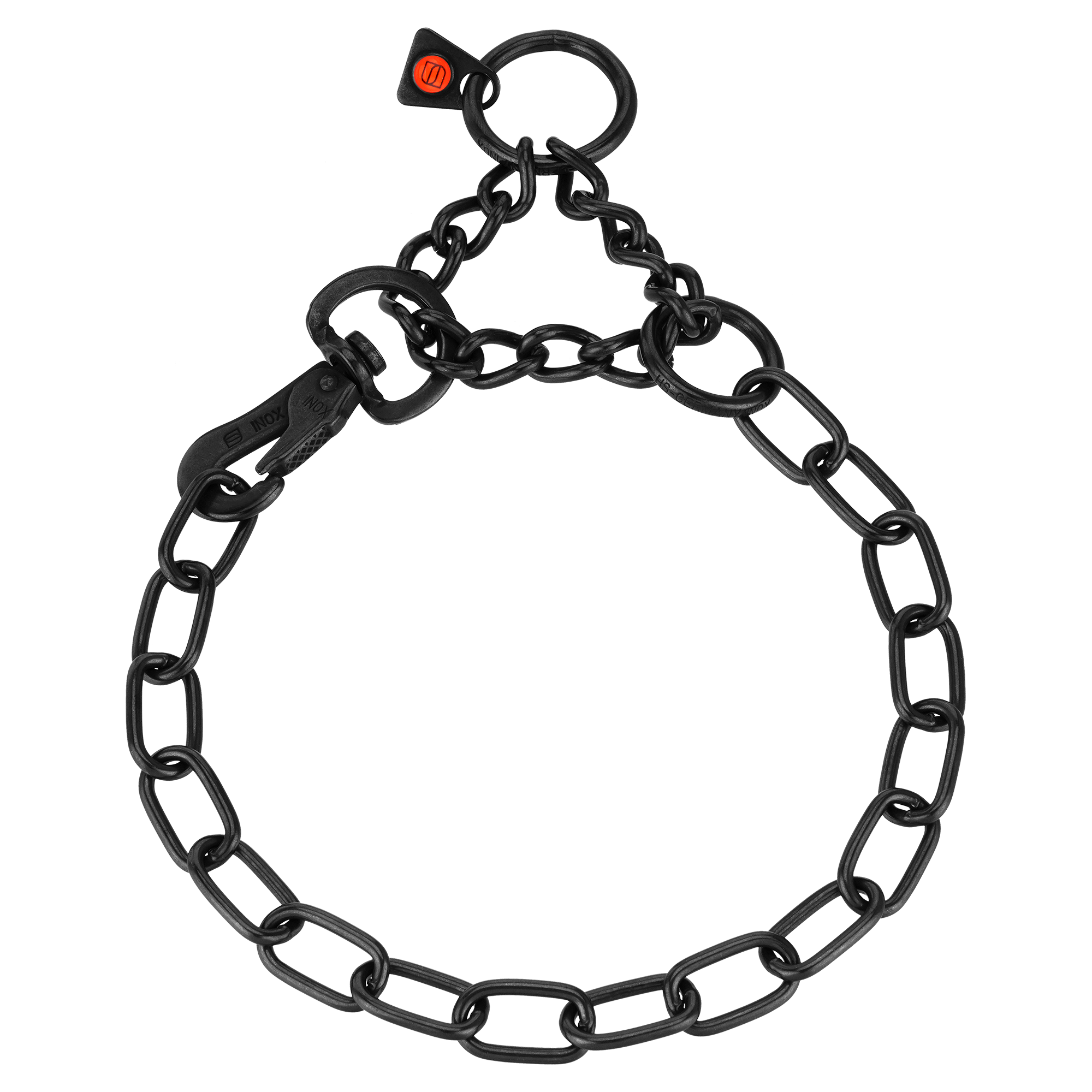 verstellbares Kettenhalsband mit Zugbegrenzng Edelstahl schwarz