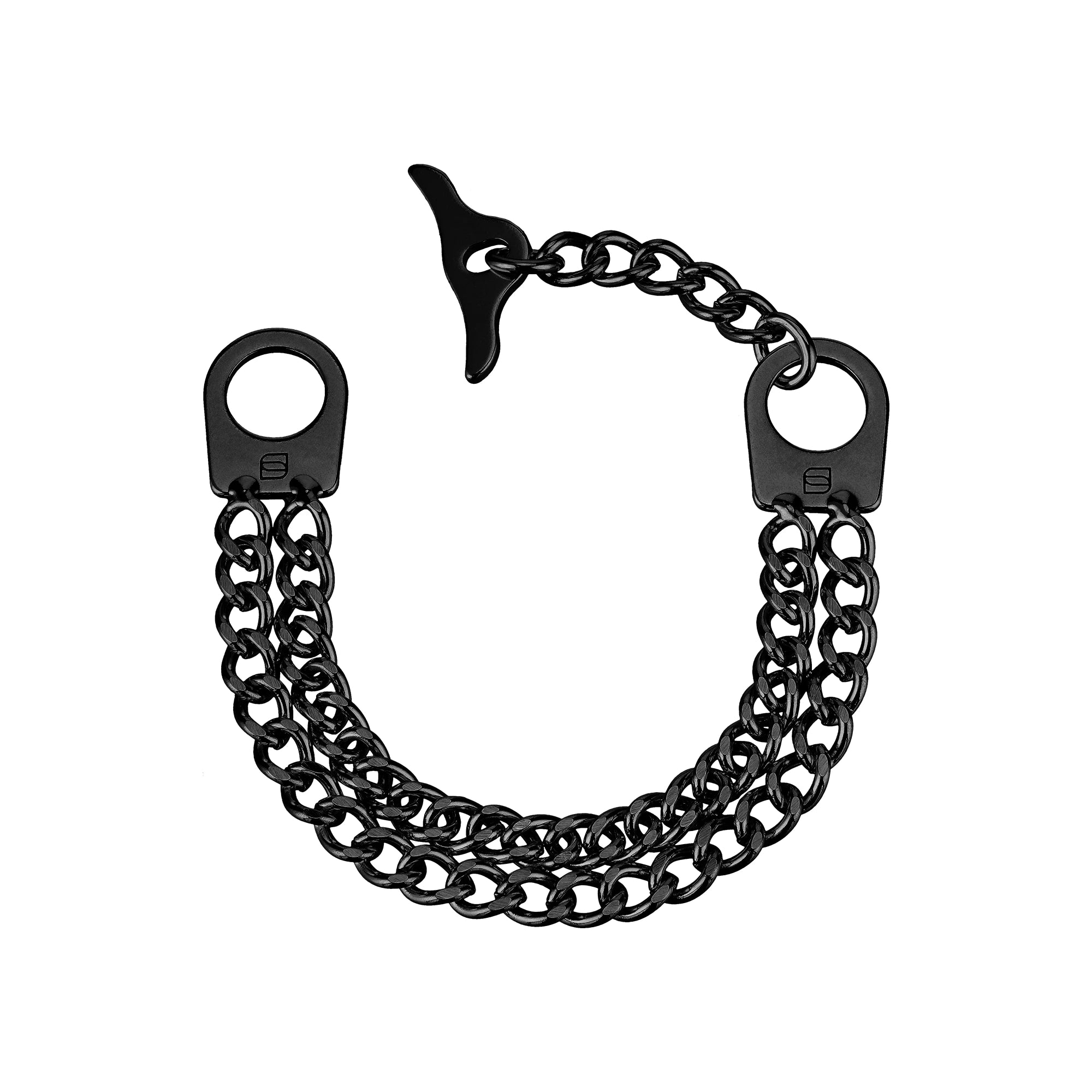 Damen Armband 2-reihig, Edelstahl schwarz