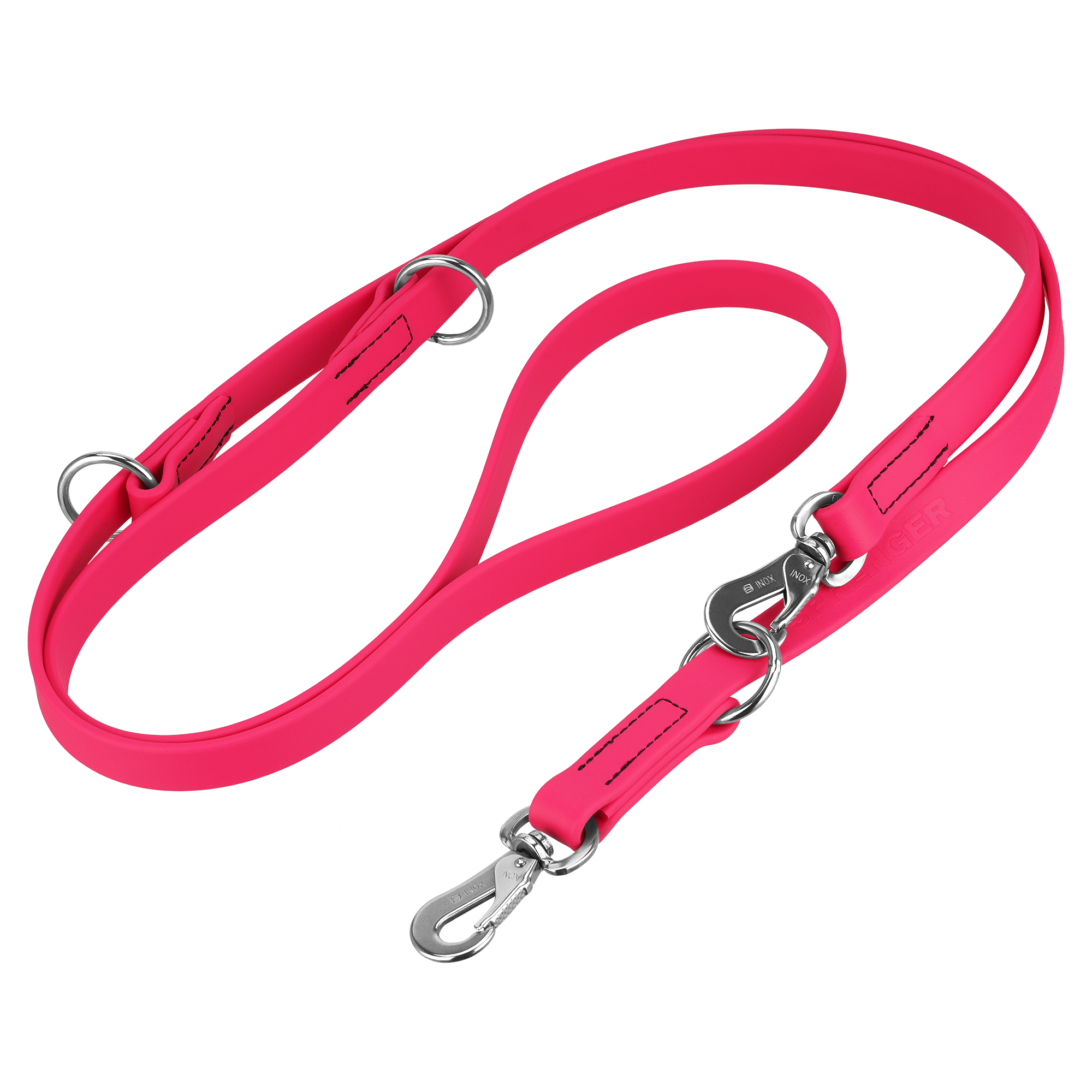 Biothane Hundeleine 3-fach verstellbar pink