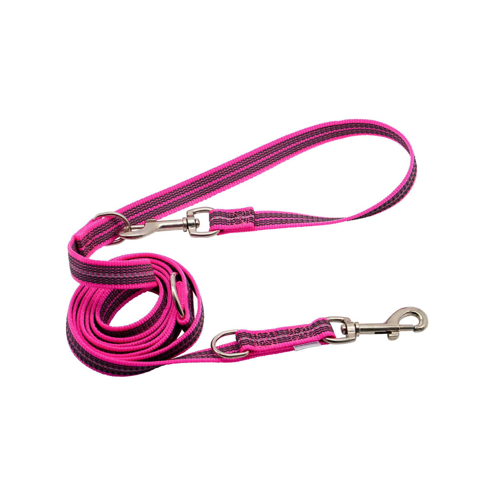 3-fach verstellbare gummierte Hundeleine pink