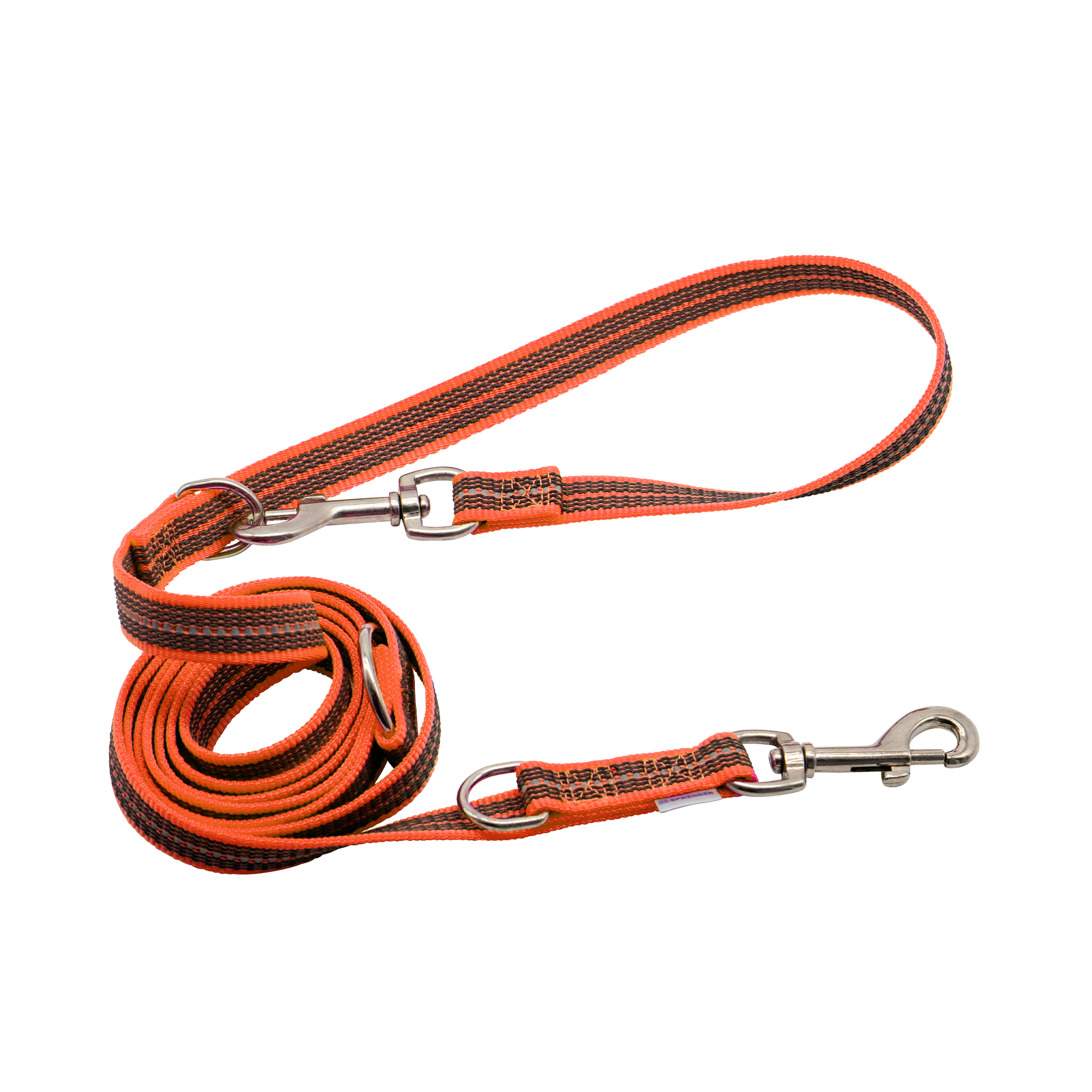 3-fach verstellbare gummierte Hundeleine orange