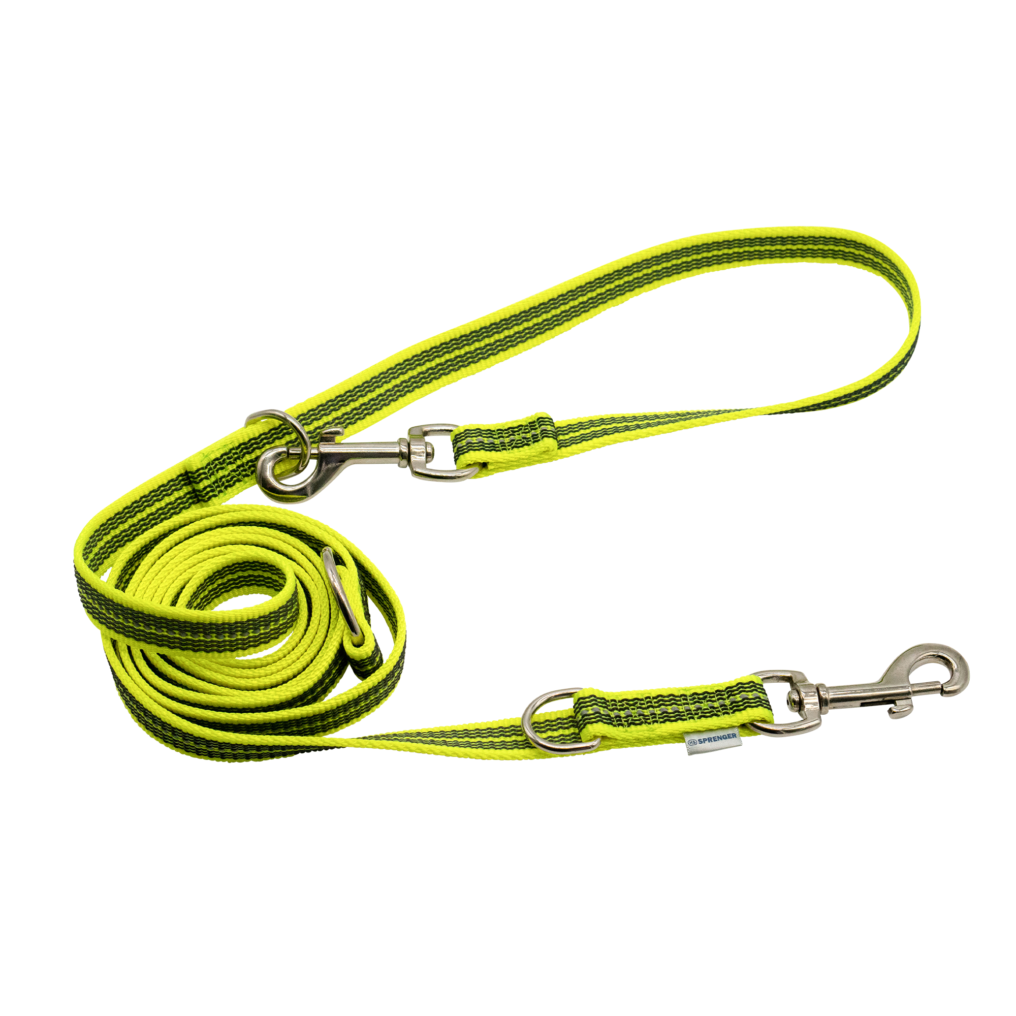 3-fach verstellbare gummierte Hundeleine neon gelb