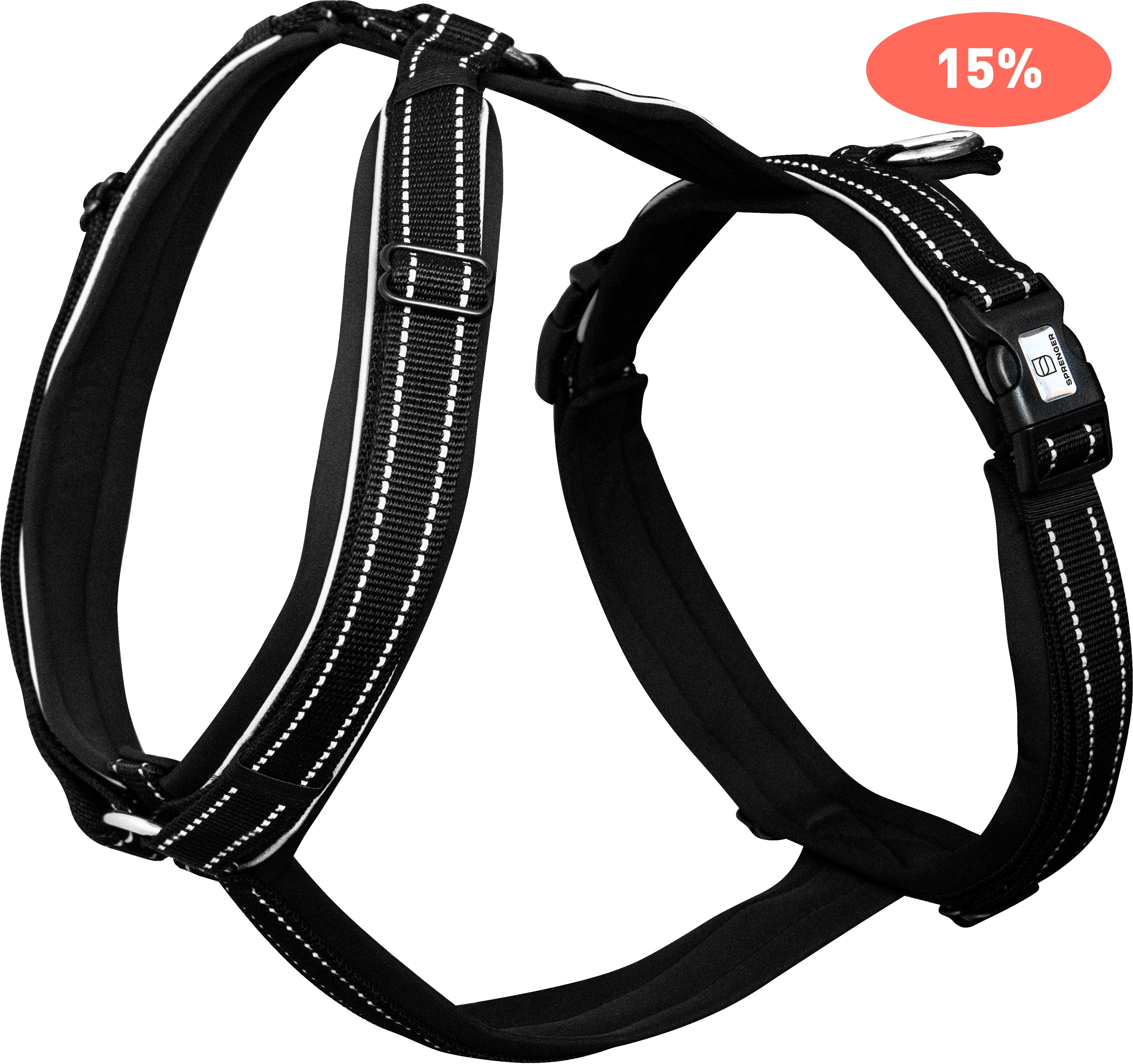 schwarzes Y-Geschirr 15% Rabatt