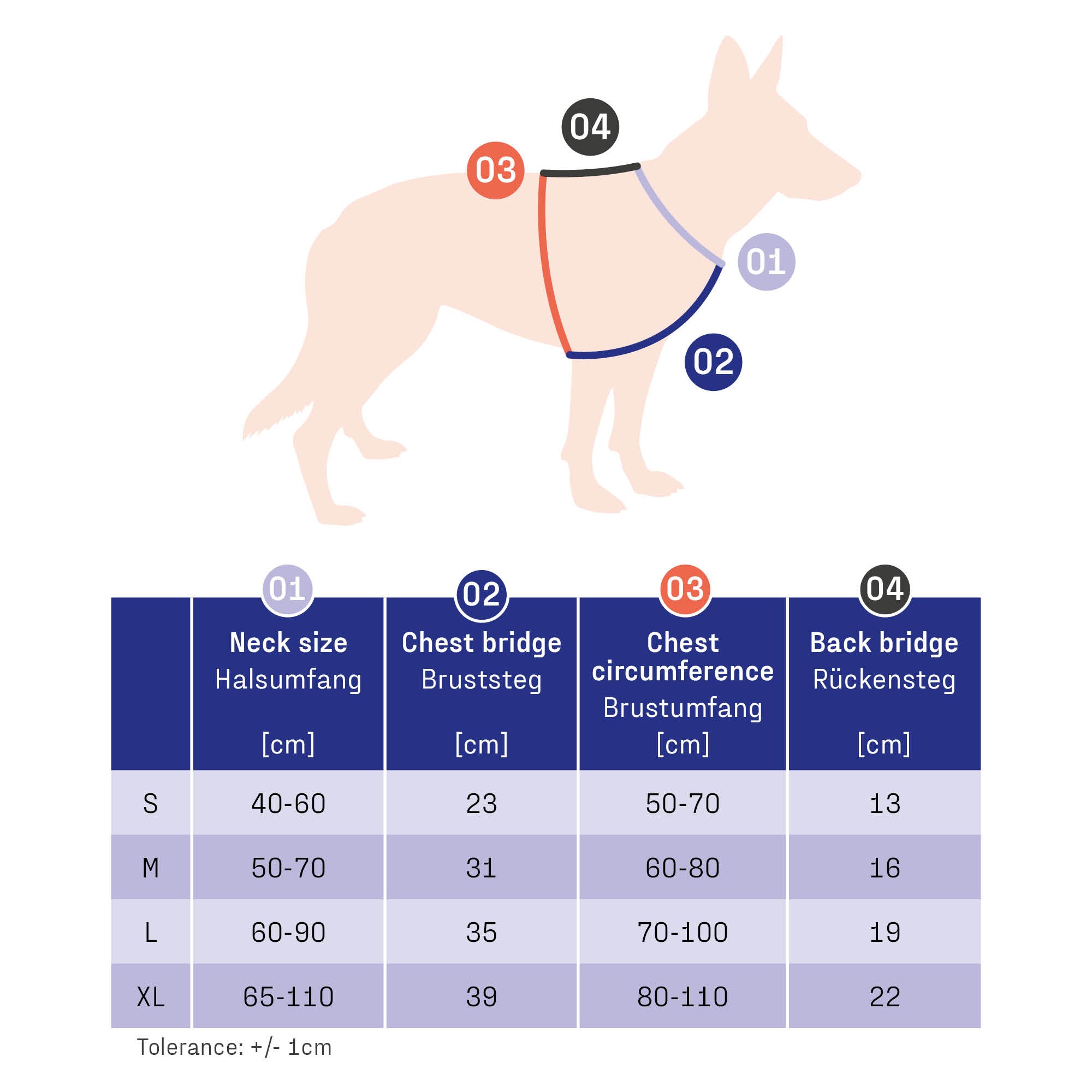 Masstabelle Y-Geschirr Sprenger