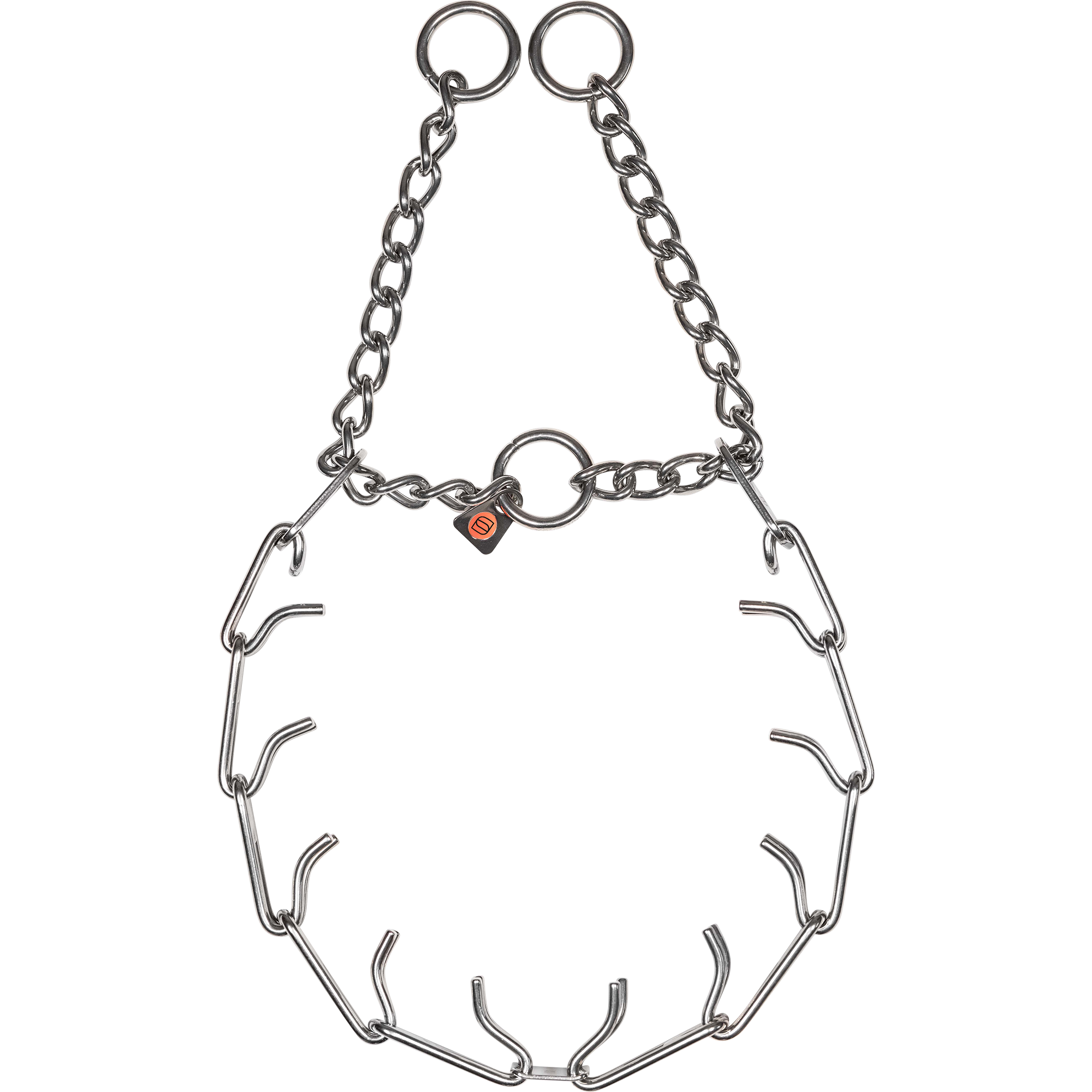 ULTRA-PLUS Easy On Collier de dressage avec plaque centrale et chaîne de traction - Acier inoxydable