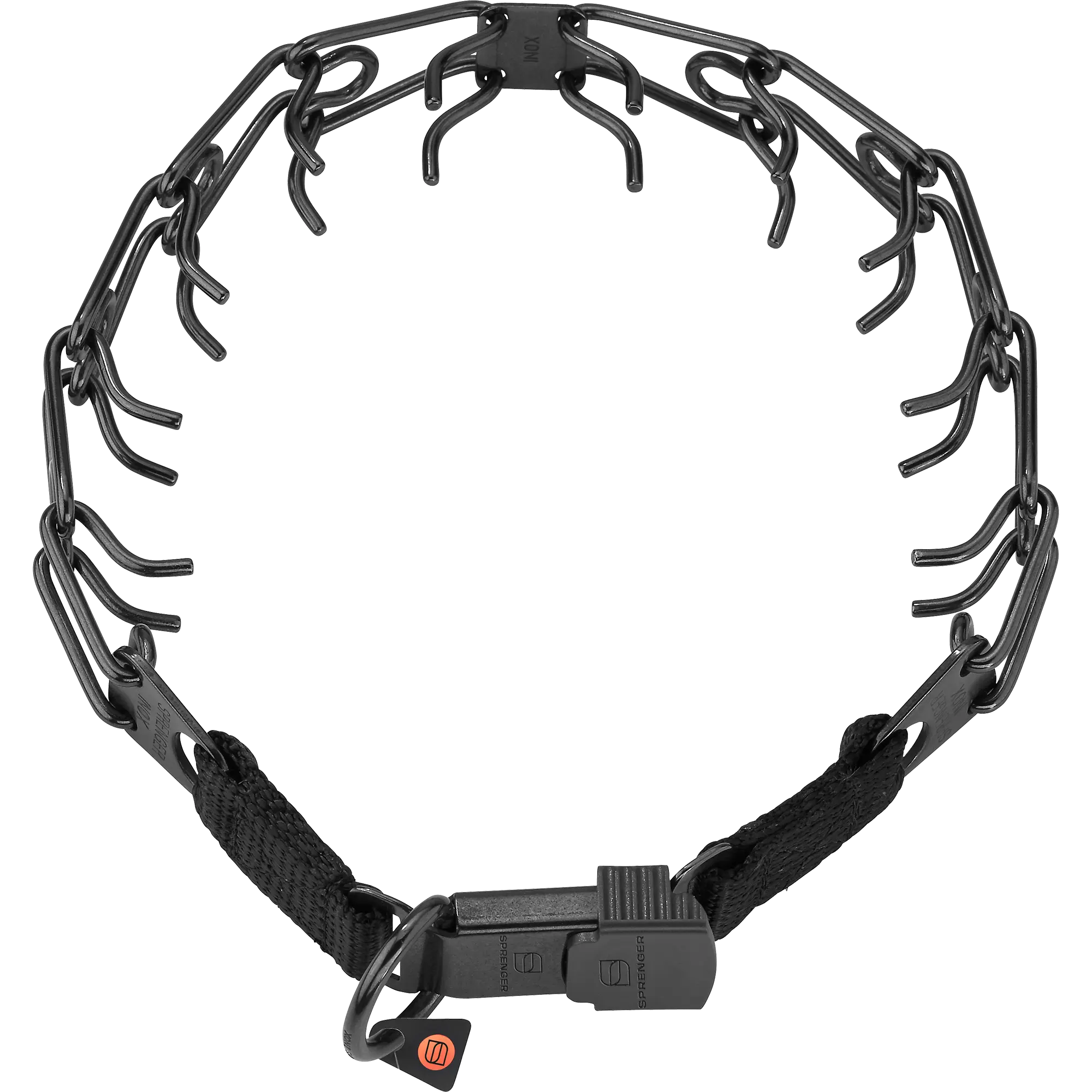 ULTRA-PLUS Collier de dressage avec plaque centrale et ClicLock - Acier inoxydable noir