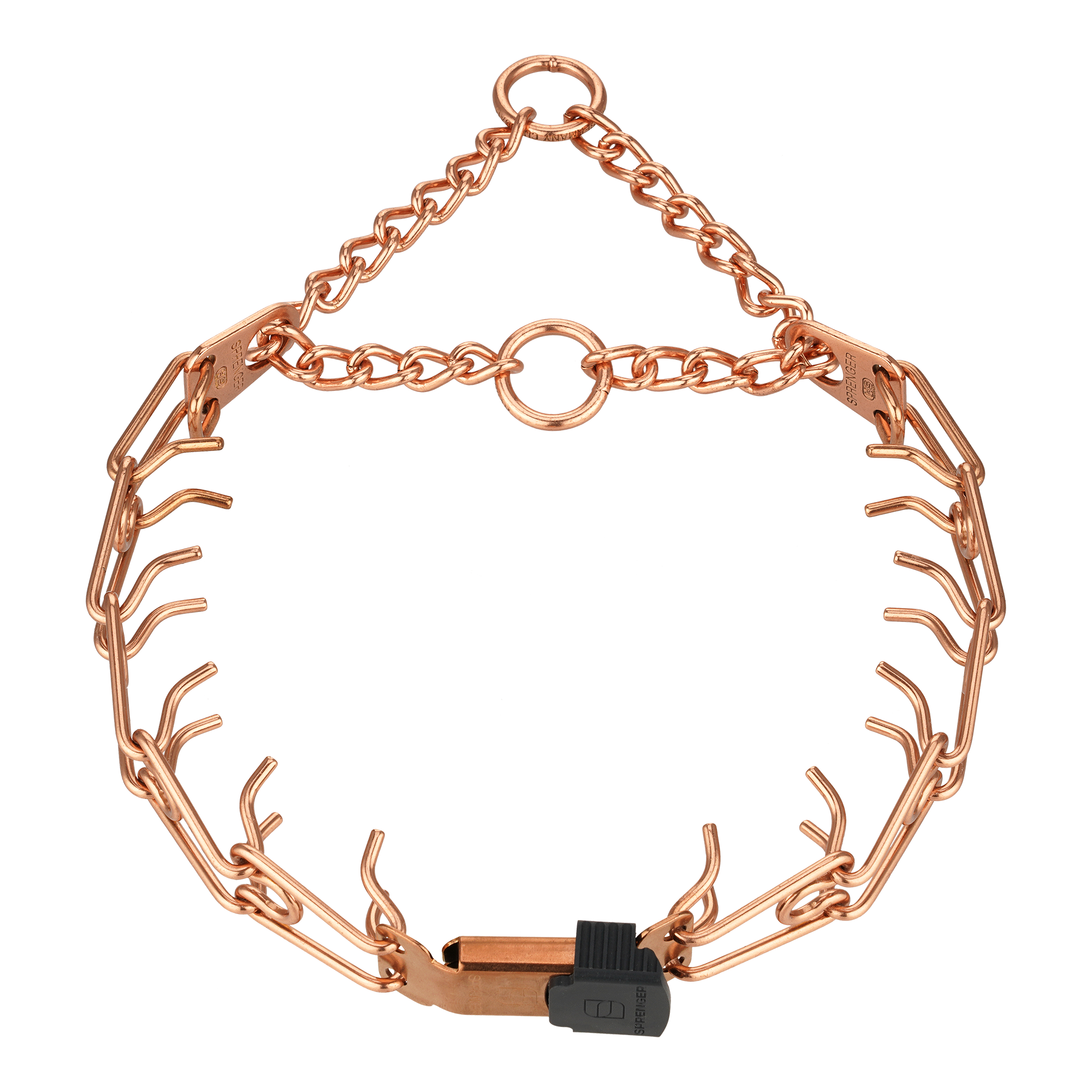 ULTRA-PLUS Collar de pinchos con placa central, ClickLock y cadena de semi-ahogo - CUROGAN