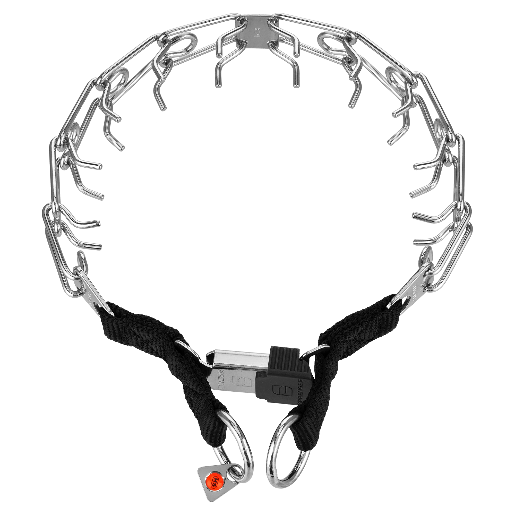 ULTRA-PLUS collar de pinchos con placa central y ClicLock  - Acero inoxidable
