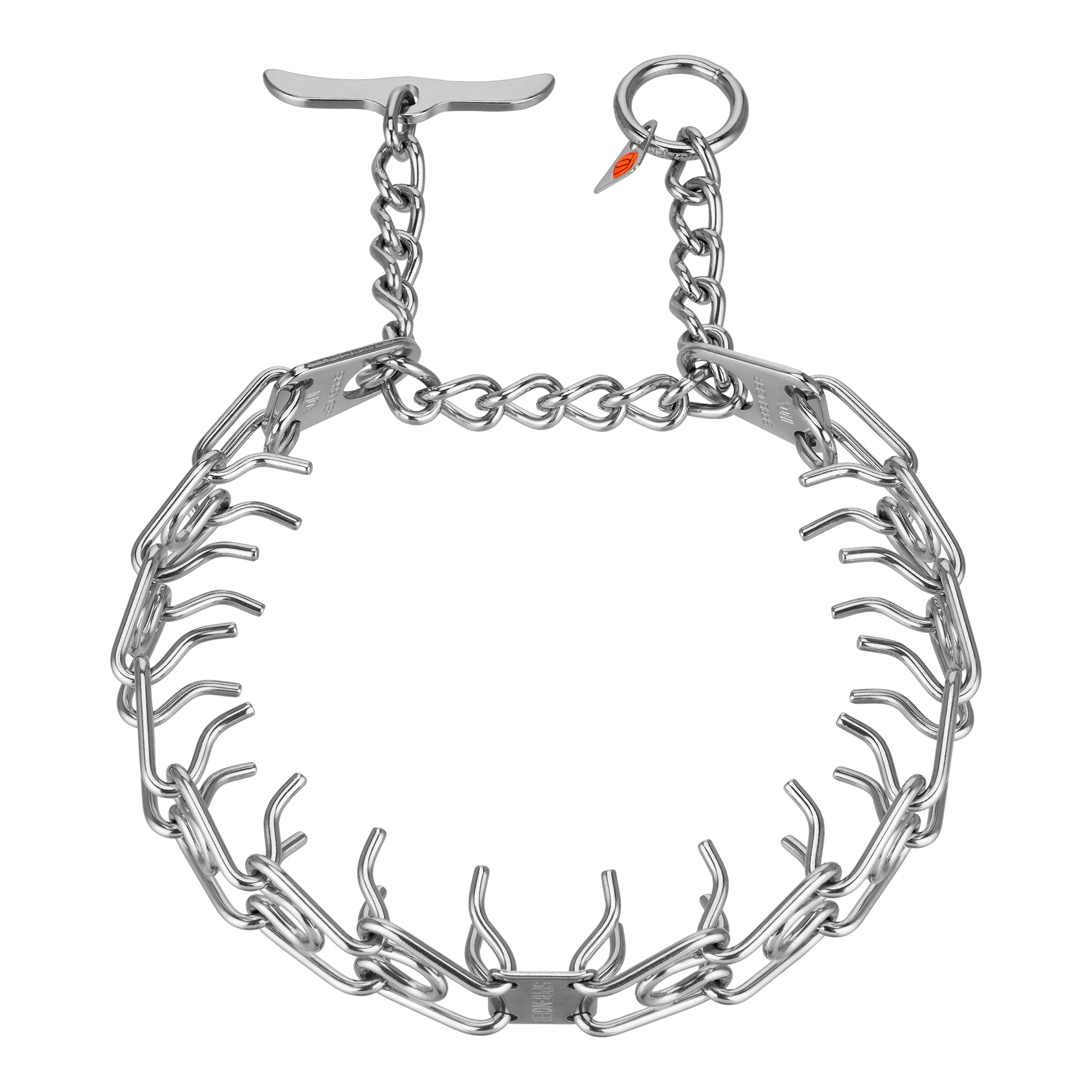 ULTRA-PLUS Training Collar with Center-Plate, Assembly Chain and Whale Tail Closure- Stainless steel