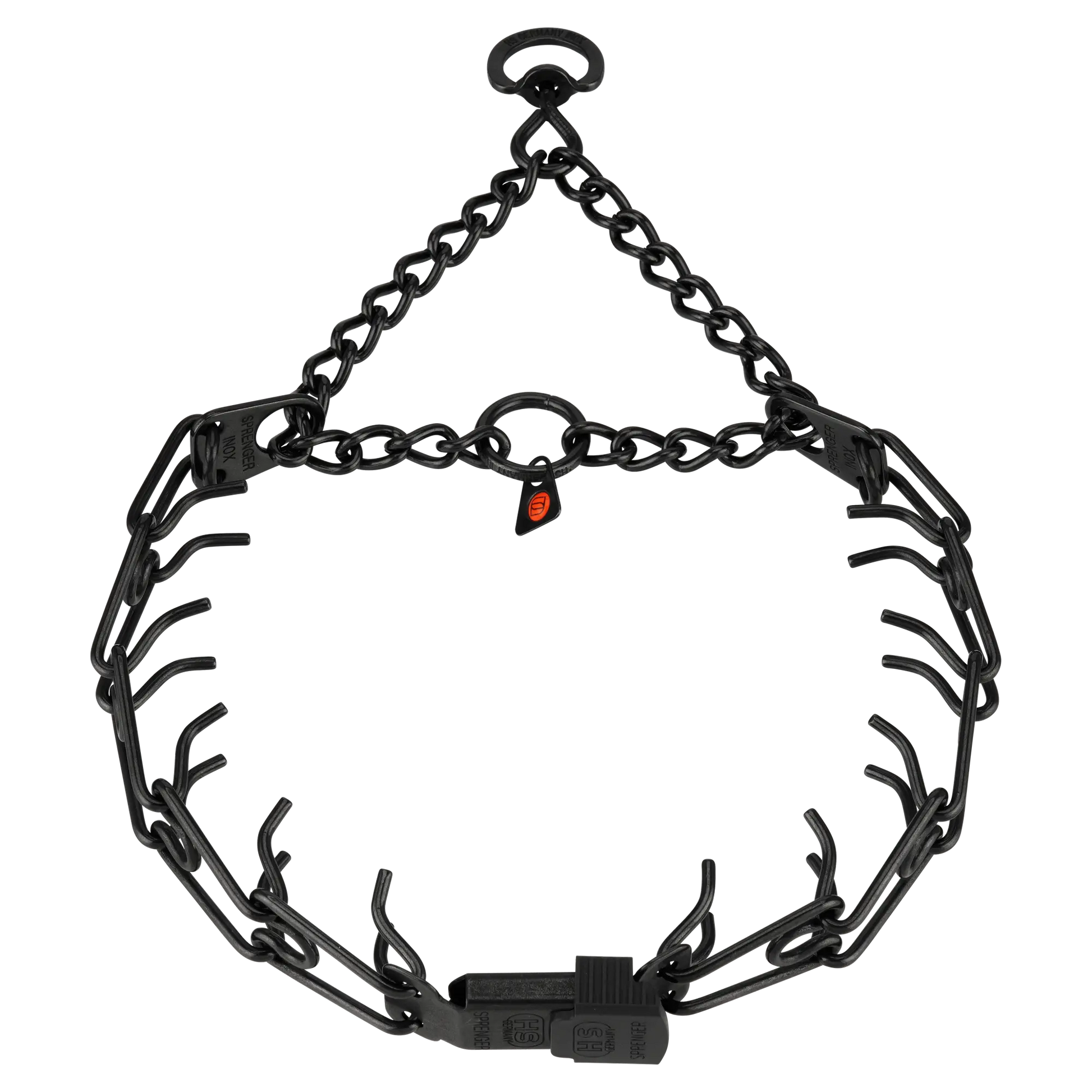 ULTRA-PLUS Dressurhalskette mit Durchzugskette und ClicLock - Edelstahl Rostfrei schwarz