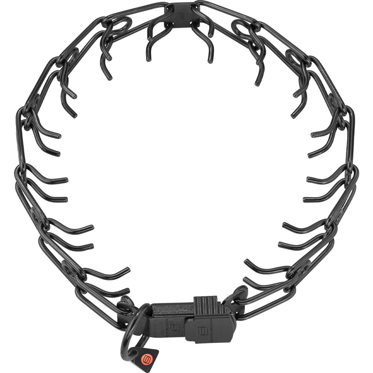 ULTRA-PLUS Dressurhalskette mit Centerplatte und ClicLock - Edelstahl Rostfrei schwarz