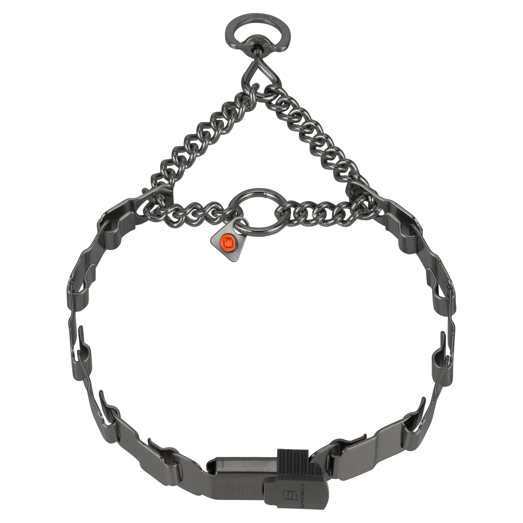 NeckTech Fun con catena passante e ClicLock - Acciaio inox nero opaco