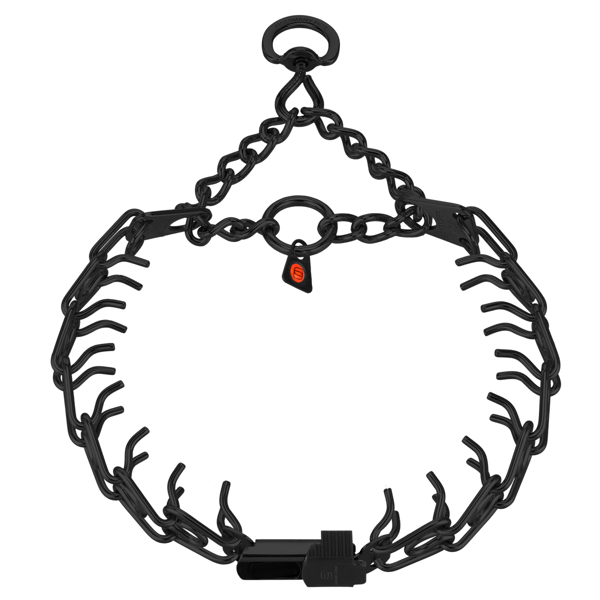 Ultra Plus Dressurhalskette mit Zugbegrenzung und ClicLock Edelstahl schwarz