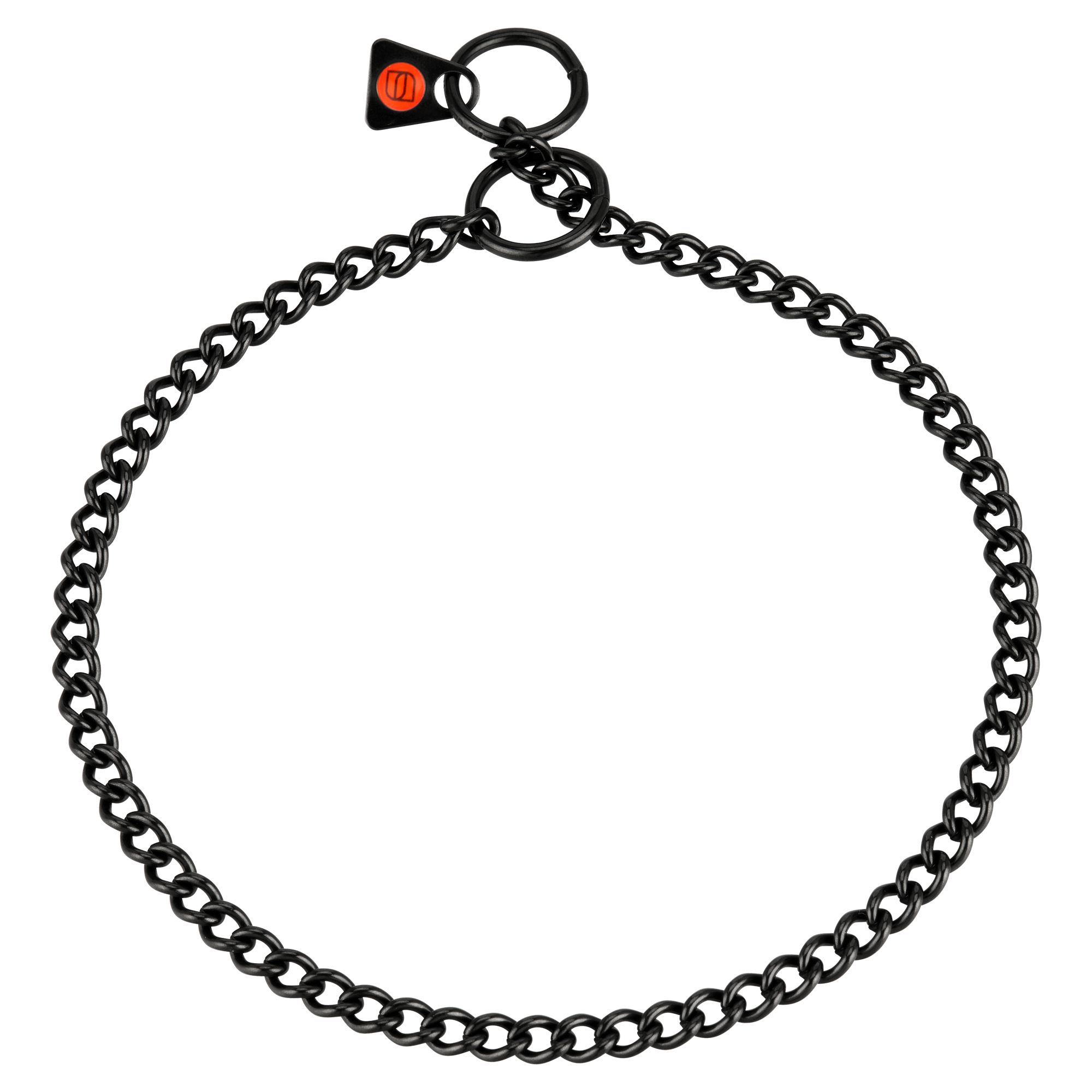 Collar, round links - Stainless steel black, 2 mm