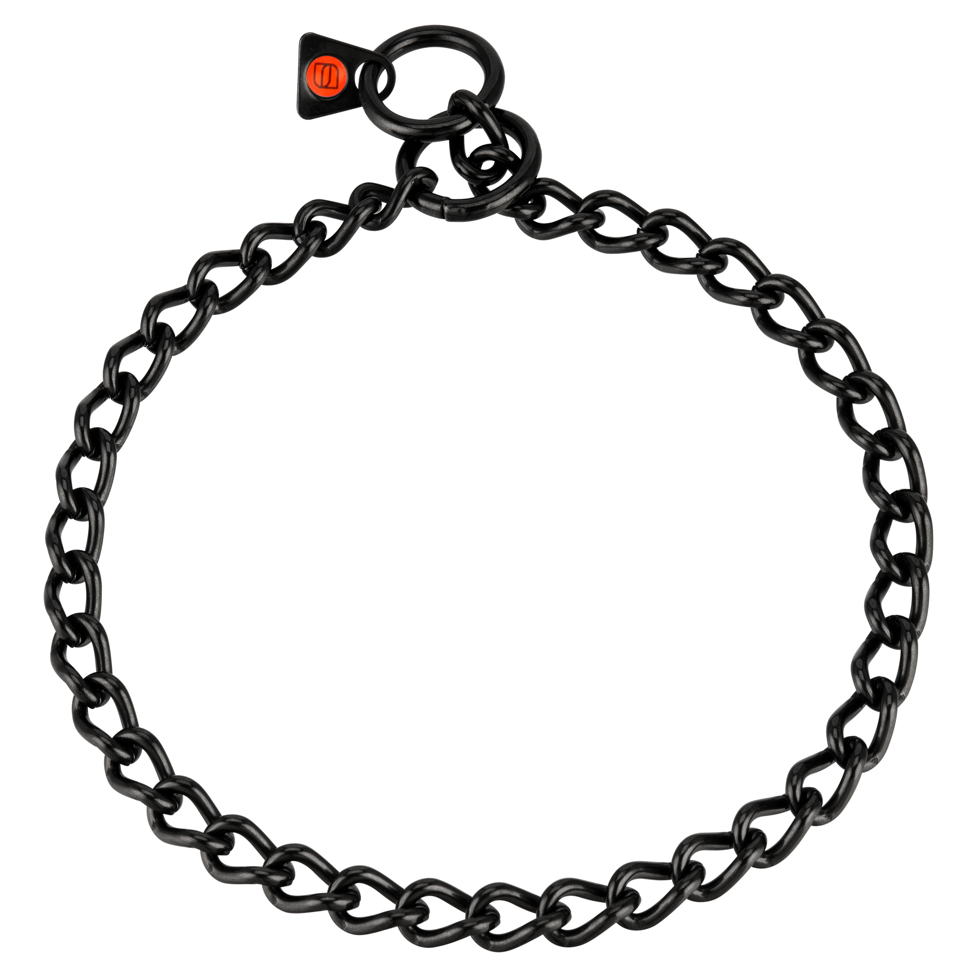 Collar, round links - Stainless steel black, 3 mm