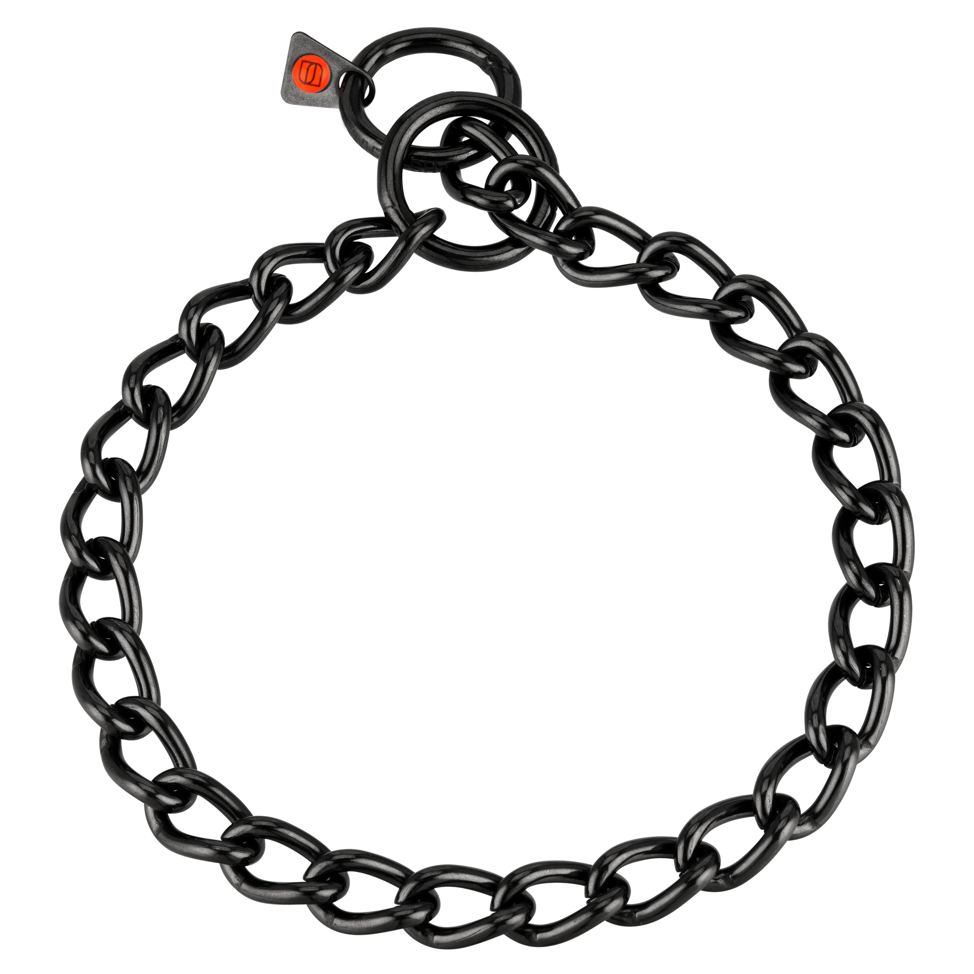 Collar, round links - Stainless steel black, 4 mm