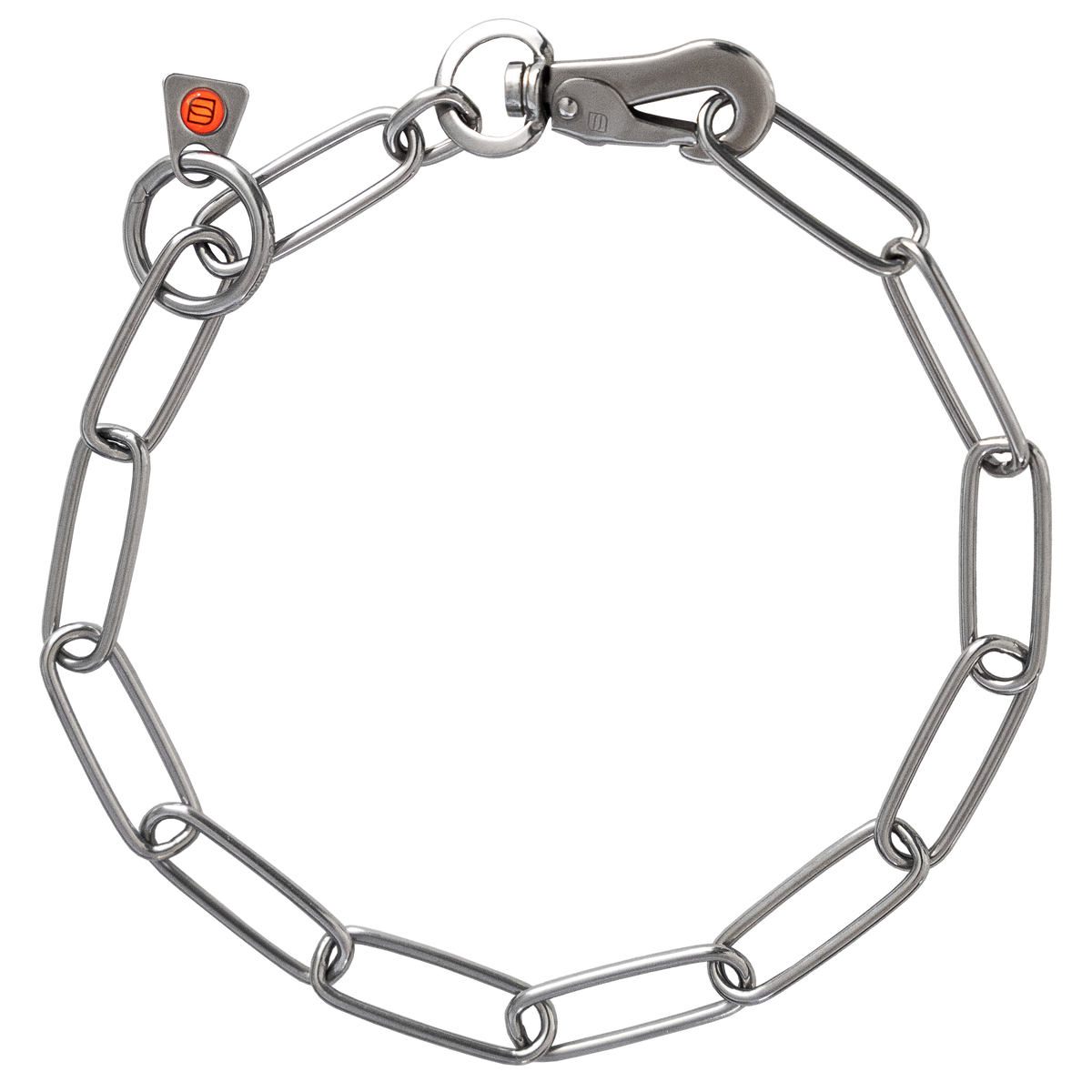 Edelstahl Kettenhalsband langgliedrig mit Haken