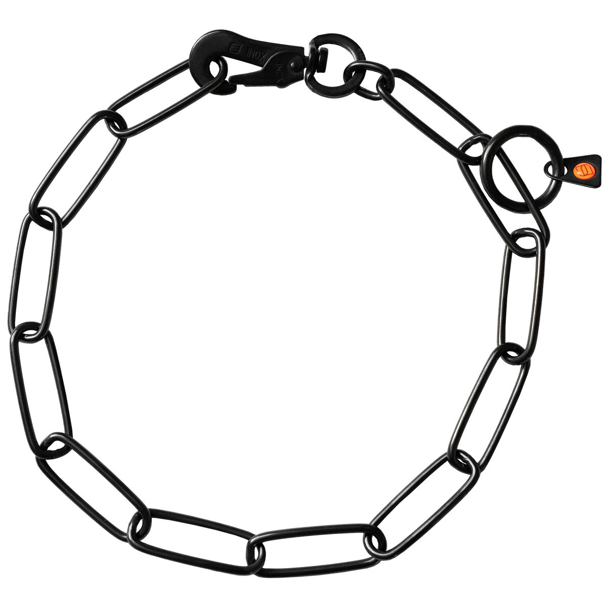 Kettenhalsband langgliedrig mit Haken Edelstahl schwarz