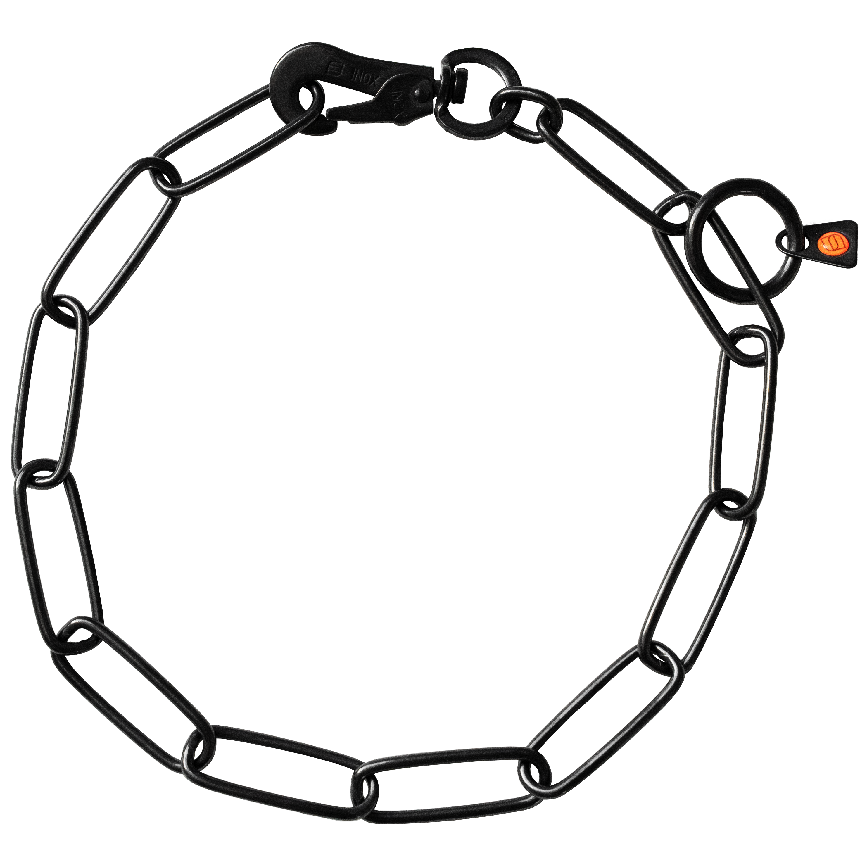 Halskette, langgliedrig, verstellbar - mit SPRENGER-Haken - Edelstahl rostfrei schwarz, 3 mm
