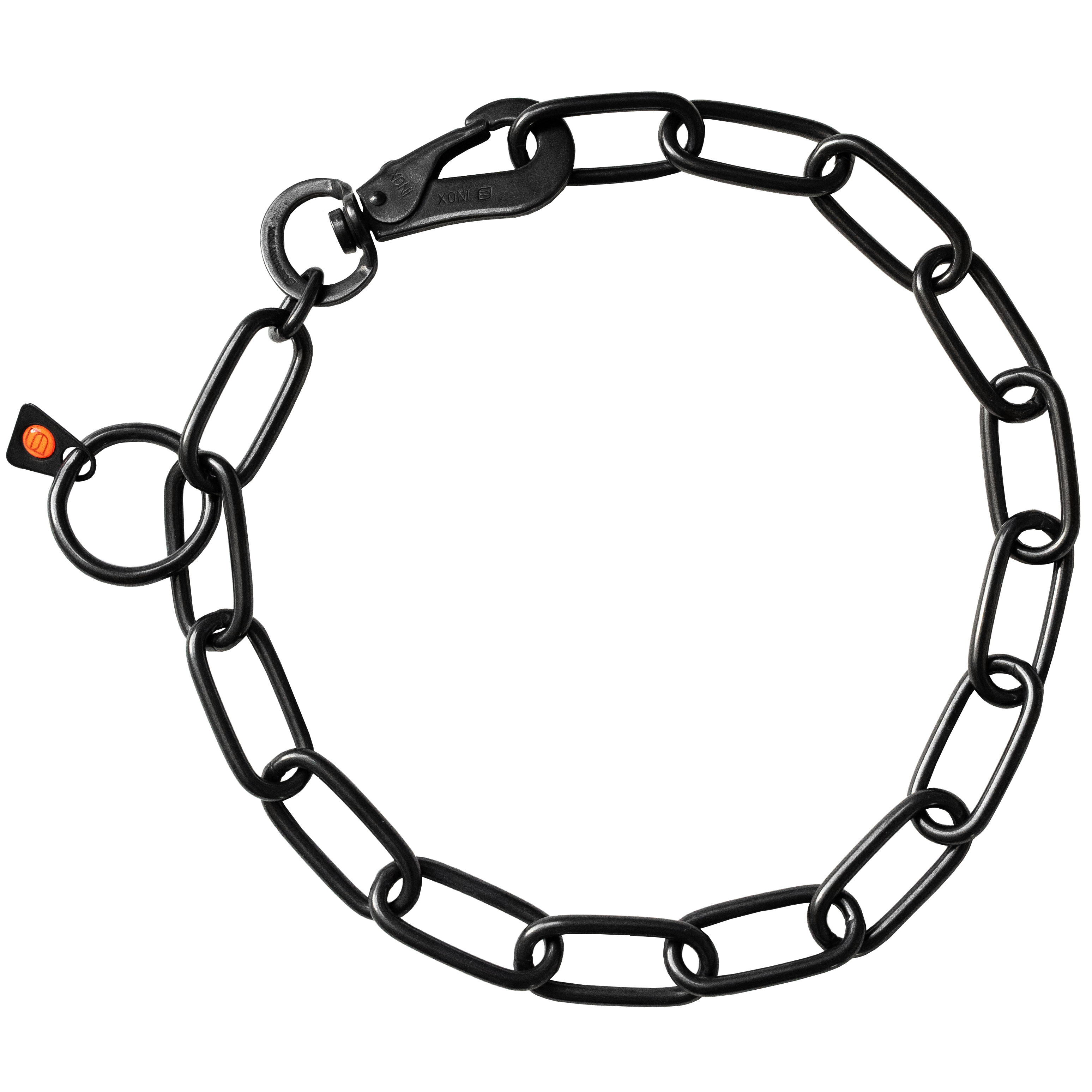 Halskette, langgliedrig, verstellbar - mit SPRENGER-Haken - Edelstahl rostfrei schwarz, 4 mm