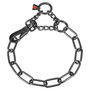 verstellbares Kettenhalsband mit Zugbegrenzung Edelstahl schwarz