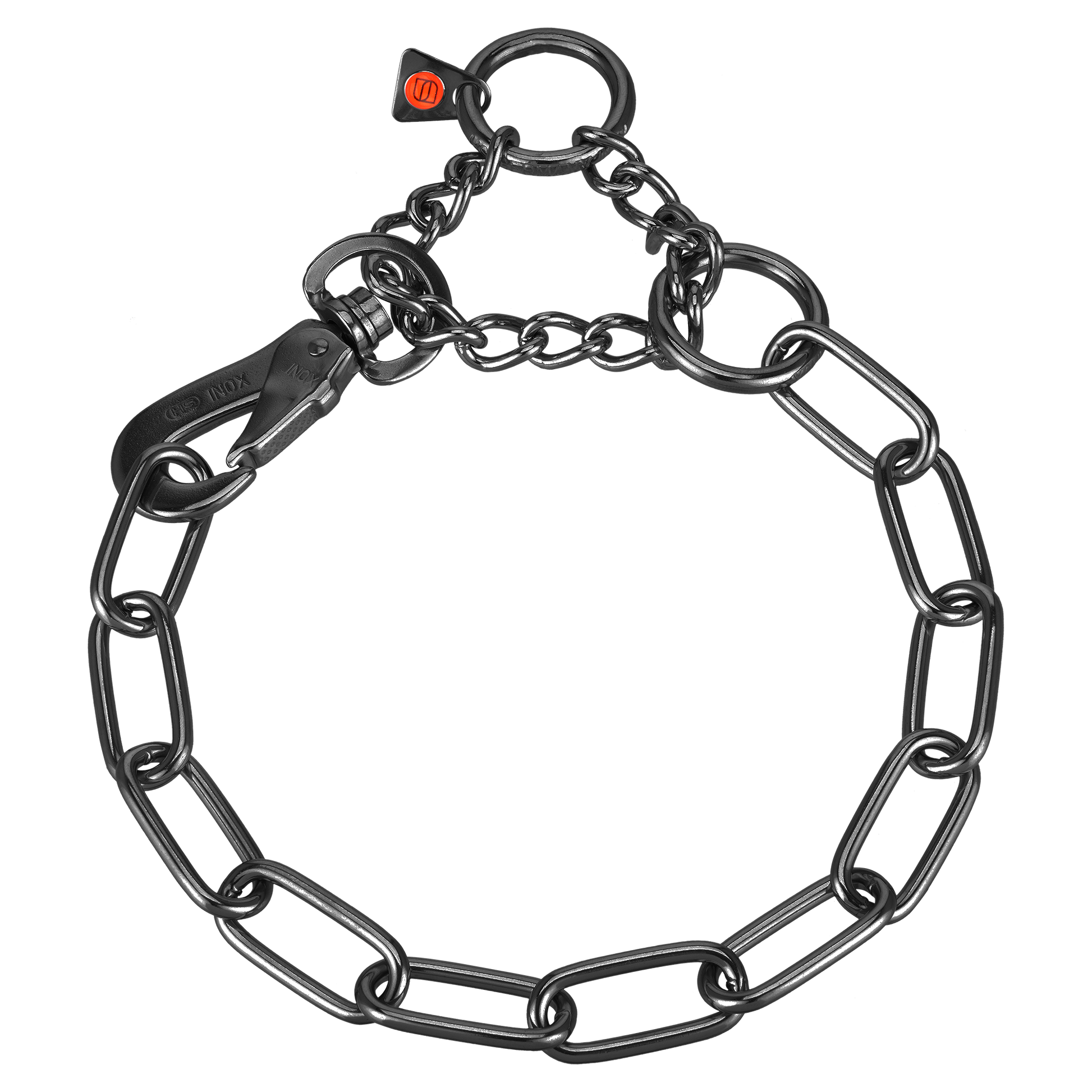 verstellbares Kettenhalsband mit Zugbegrenzung Edelstahl schwarz