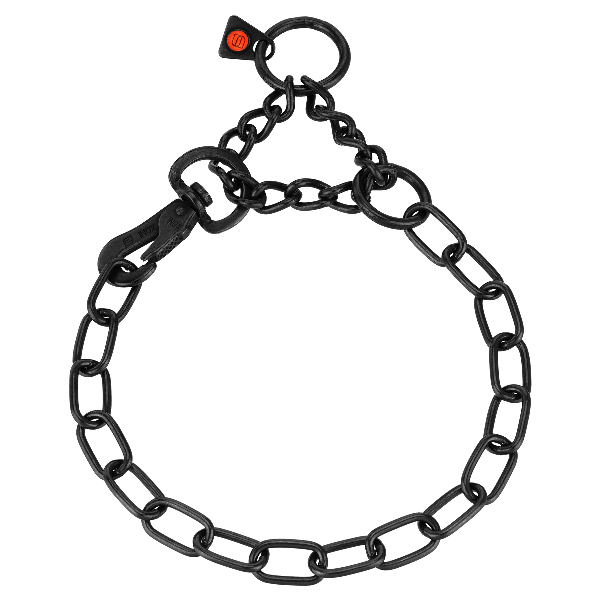 verstellbares Kettenhalsband mit Zugbegrenzng Edelstahl schwarz