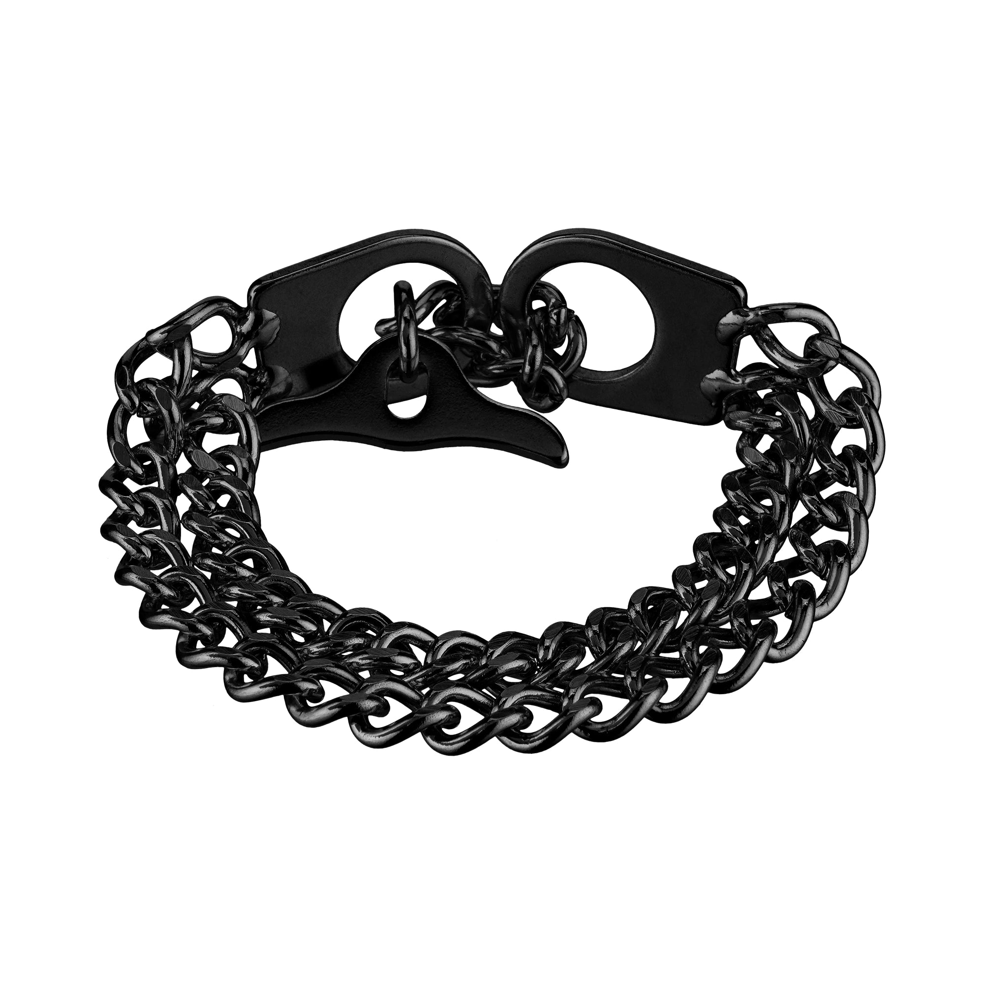 Armband Damen 2-reihig - Edelstahl schwarz mit Diamond Like Carbon Oberfläche