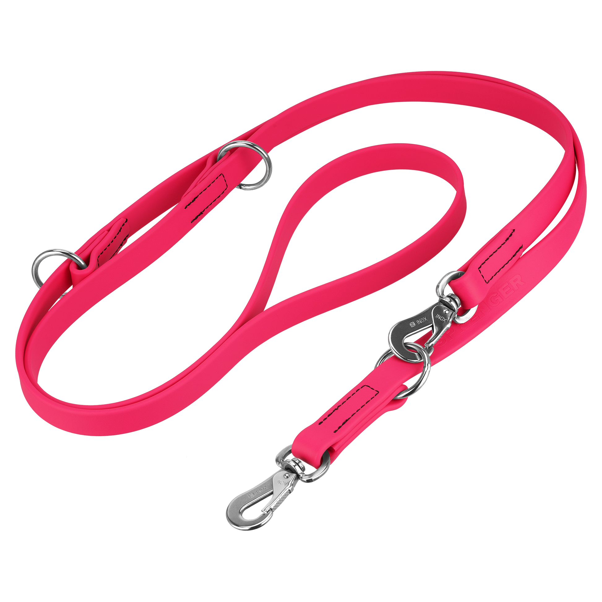 Biothane Hundeleine 3-fach verstellbar pink