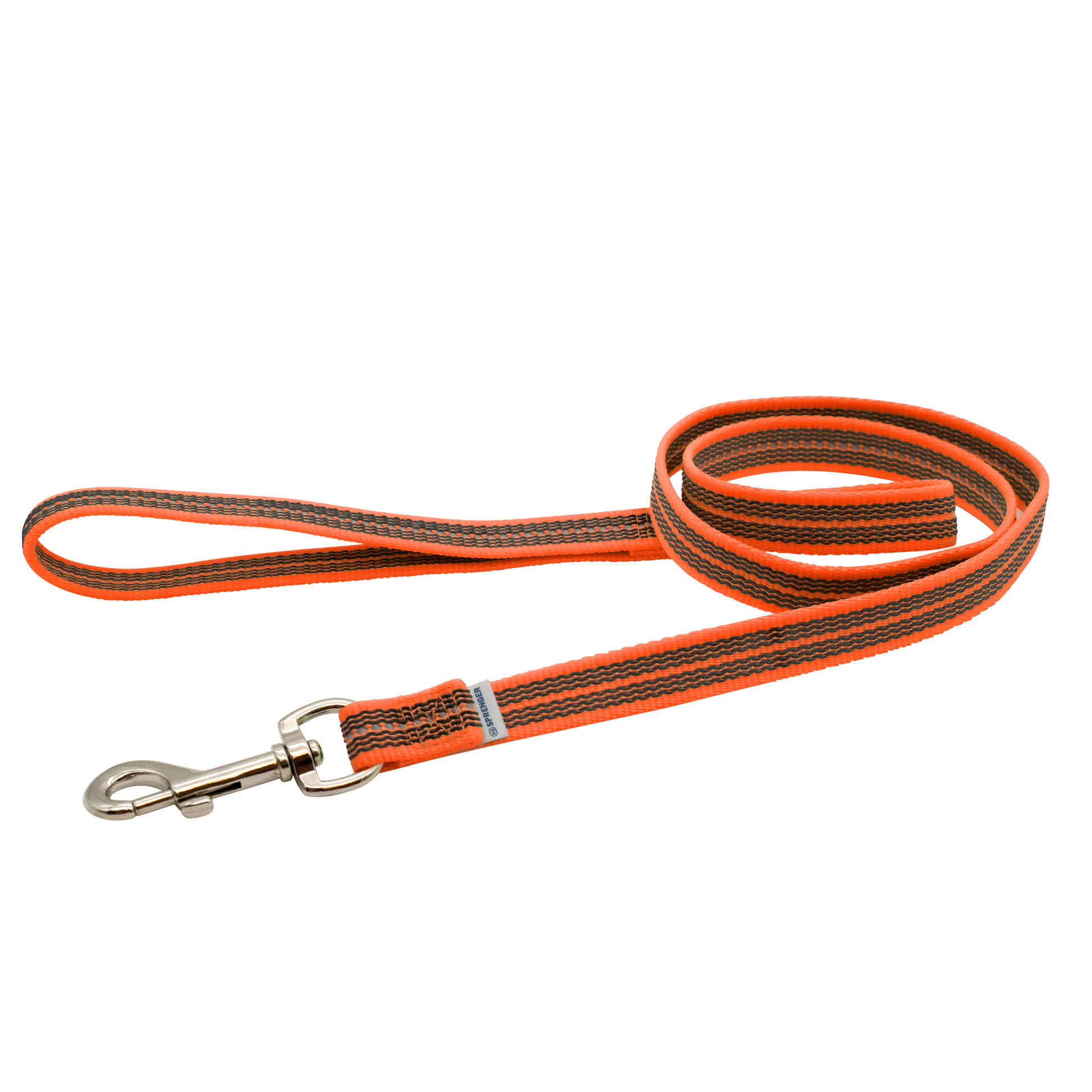orangene gummierte Hundeleine mit Handschlaufe